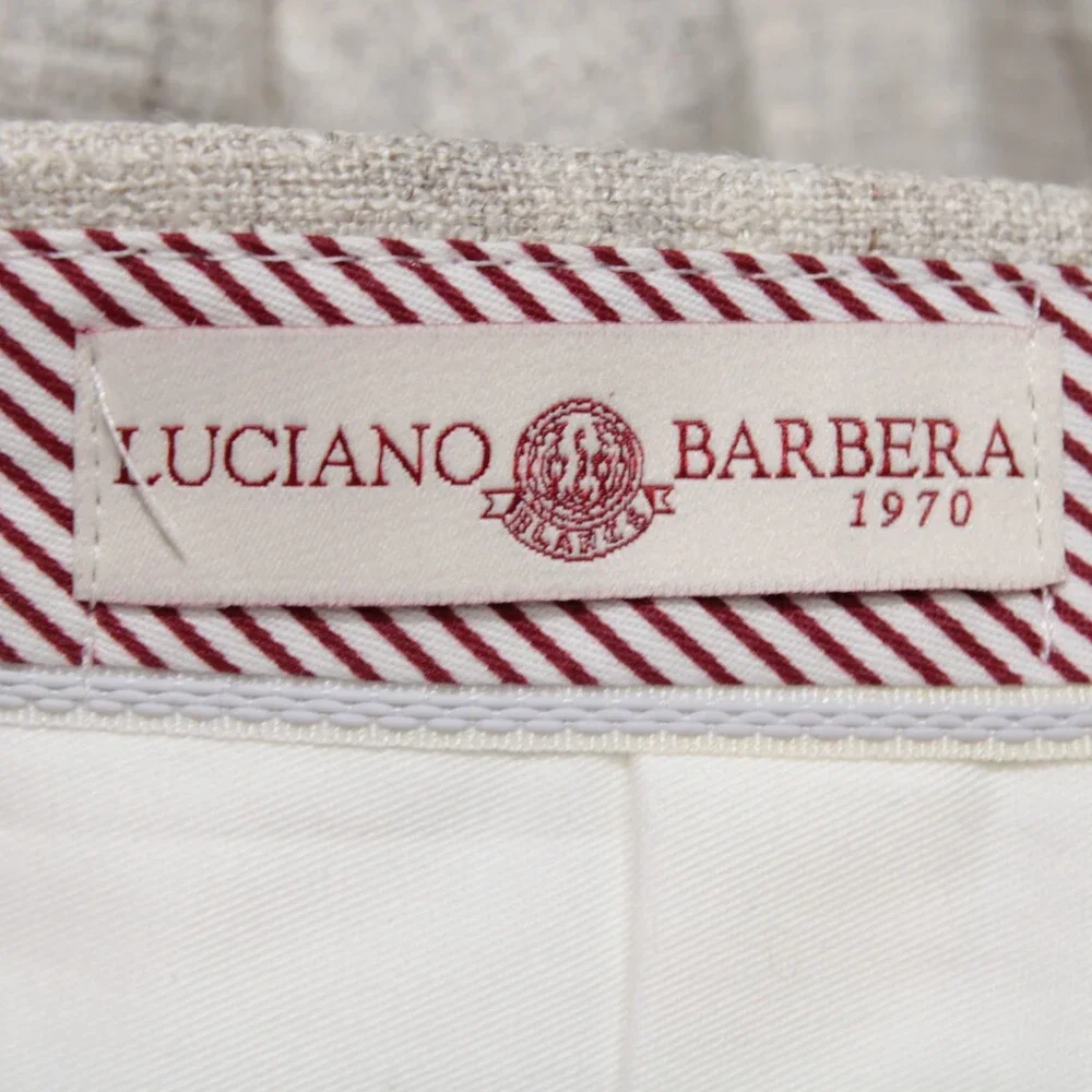 Luciano Barbera NWT Pleated Dress Pants Size 50 (US 34) in Brown Linen Blend